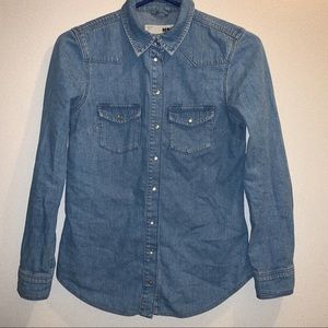 Topshop Fitted Denim Shirt